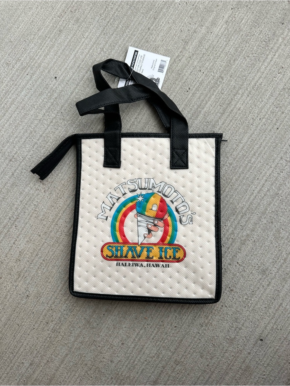 Matsumoto's Shave Ice Cooler Lunch Tote Bag - Cream with Black Trim